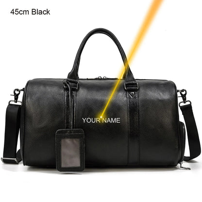 Men Women Travel Bag Cow Leather Carry On Luggage Bag Travel Shoulder Bag