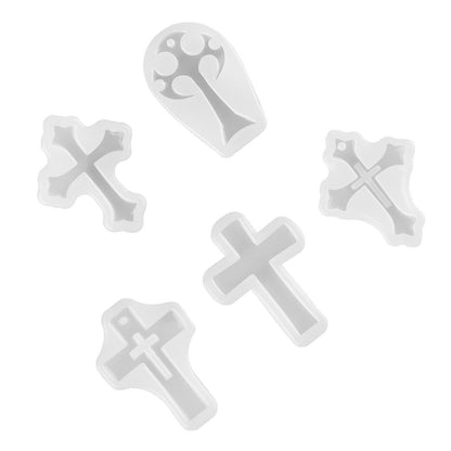 5 IN 1 DIY Silicone Cross Resin Mold Jewelry Epoxy Making Casting Moulding Tool