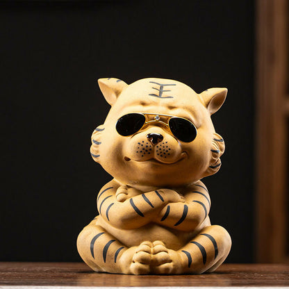 House Warming Gift Zisha Purple Clay Tea Pet Tiger Money Box Mascot Tea Play