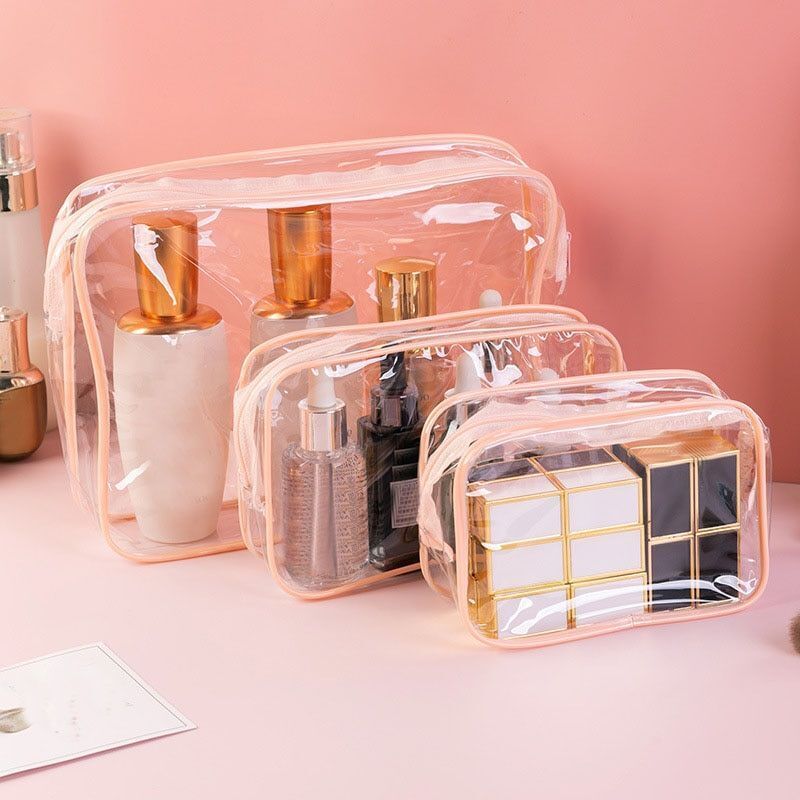 Transparent Cosmetic Bags Zipper Clear Makeup Case Traveling Organizer Storage - Thumbnail 4