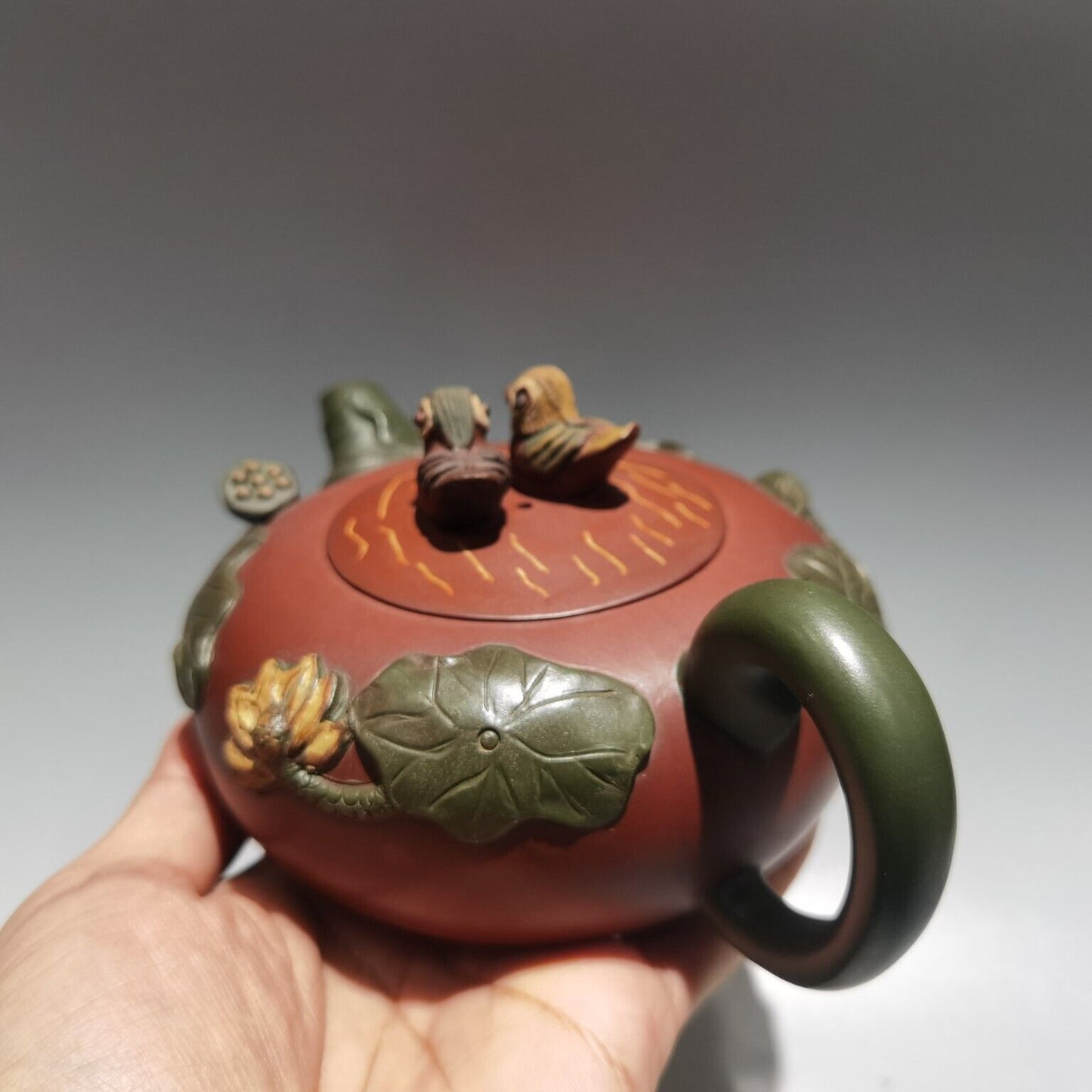 Chinese Yixing Zisha Clay Handmade Exquisite Kung Fu Tea Set Teapot 品名：鸳鸯壶 低款：蒋蓉