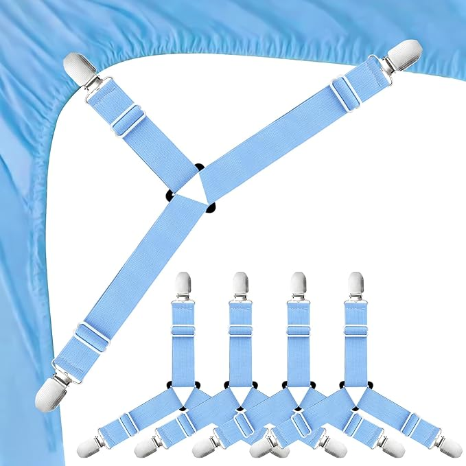 4Bed Sheet Fasteners Adjustable Elastic Suspenders Straps Mattress Covers Clips