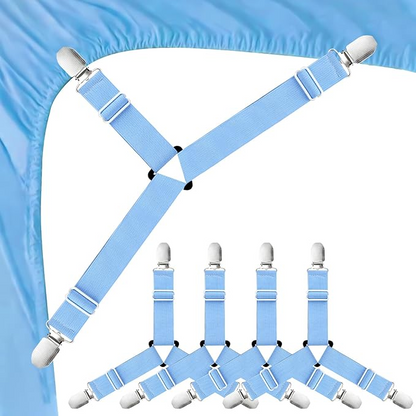 4Bed Sheet Fasteners Adjustable Elastic Suspenders Straps Mattress Covers Clips