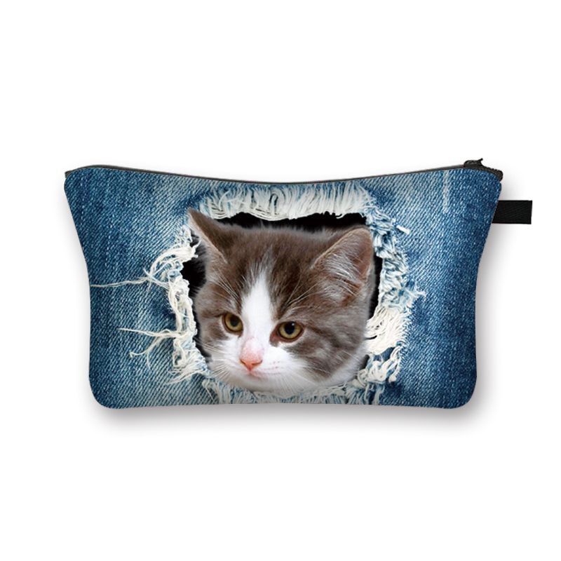 Cute Cat Print Cosmetic Case Makeup Bags Cosmetic Bags Travel Storage Organizers