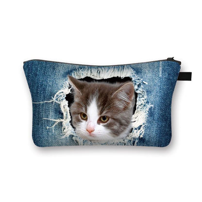 Cute Cat Print Cosmetic Case Makeup Bags Cosmetic Bags Travel Storage Organizers