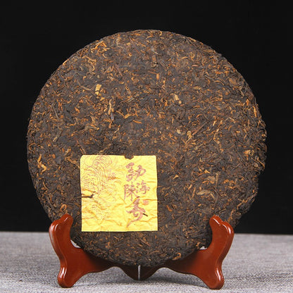357g Pu'er Tea Ripe Tea Menghai Aged Aroma Yunnan Qizi Cake Tea Jinya Tea Cake
