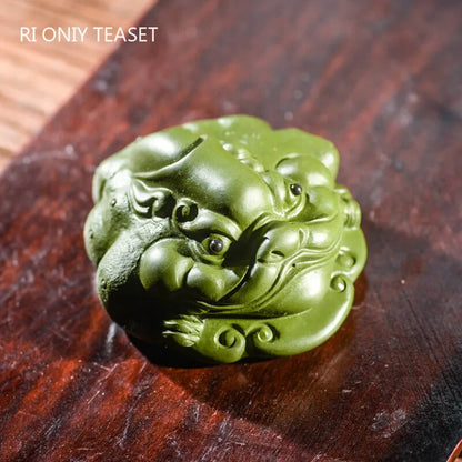 Yixing Purple Clay Tea Pet Lucky Golden Toad Ornaments Raw Ore Green Clay