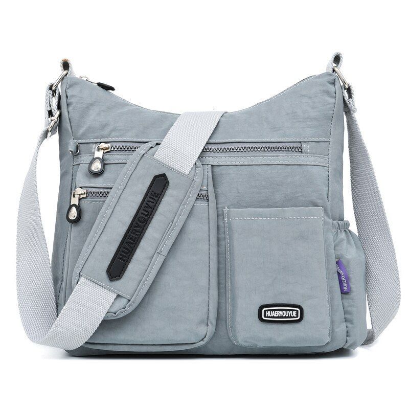 Nylon Shoulder Bag Multi Zipper Pocket Messenger Purse Waterproof 30*12*28CM Bag