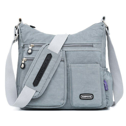 Nylon Shoulder Bag Multi Zipper Pocket Messenger Purse Waterproof 30*12*28CM Bag