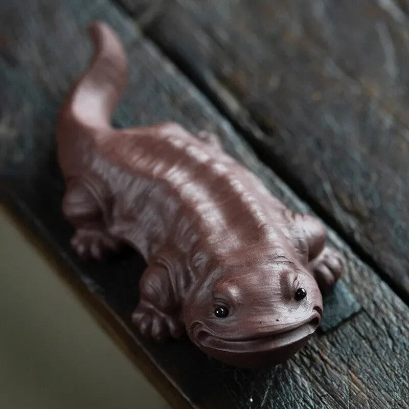 Yixing Sculpture Purple Clay Tea Pet Fish Statue Handmade Tea Figurine Tea Set