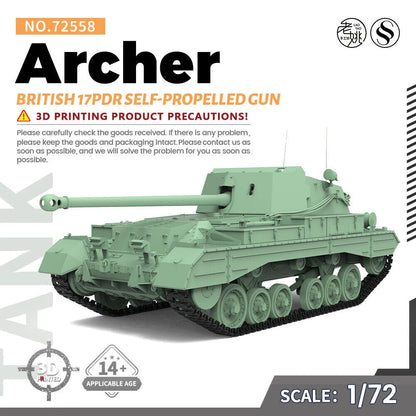 SSMODEL SS72558 1/72 Military Model Kit British 17pdr Self-Propelled Gun Archer
