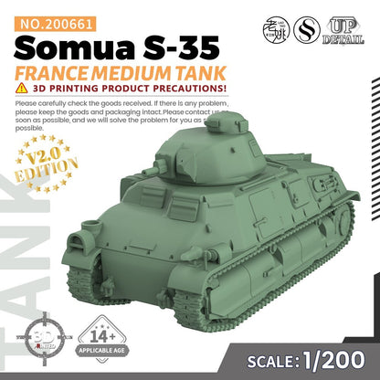 SSMODEL SS200661 1/200 Military Model Kit France Somua S-35 Medium Tank