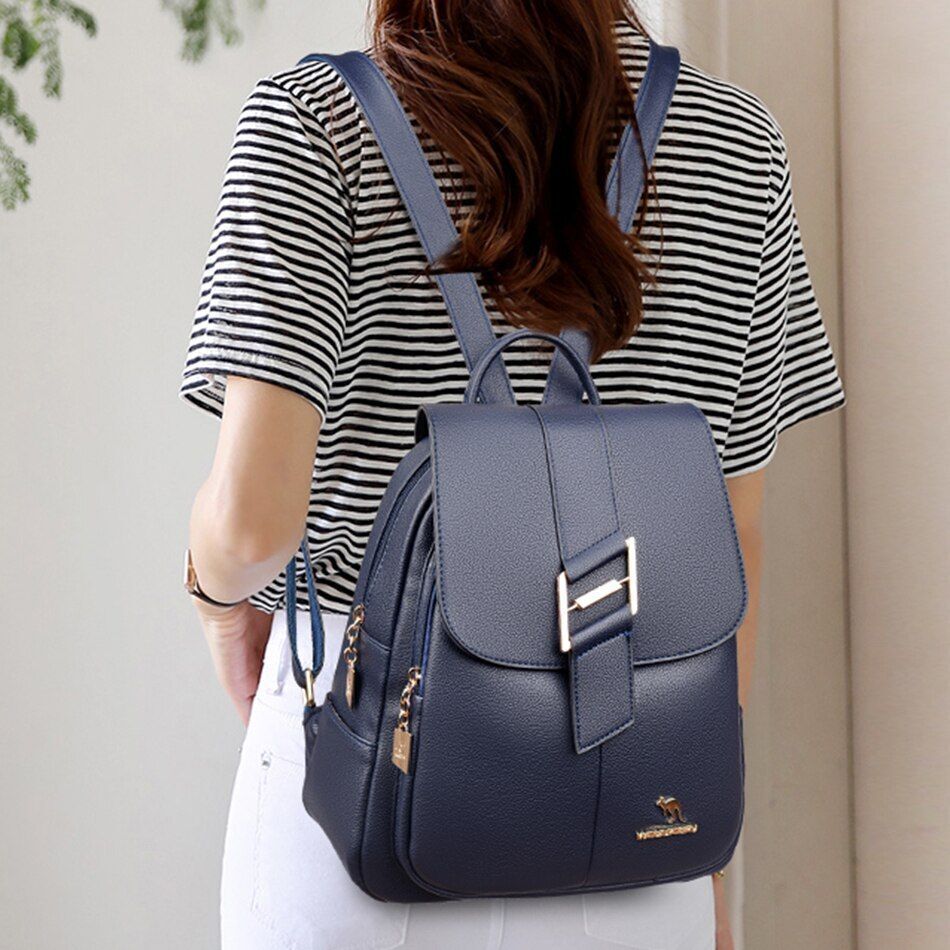 Leather Backpack Purse Luxury Bags Multifunction Travel Rucksack School Book Bag