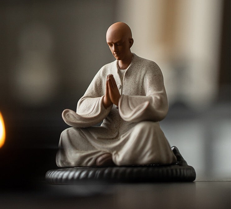 New Chinese Porcelain Monk Statue Buddha Buddhism Zen Figure Decors