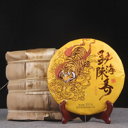 357g 2017 Menghai Scent of Time Ripe Puer Tea Golden Bud Shu Puerh Tea