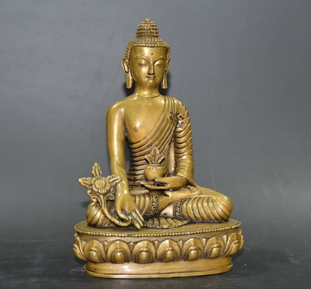 Pure Copper Lotus Base Buddha Ornament Decor Collect