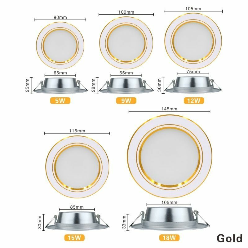 LED Downlight 5W 9W 12W 15W 18W Recessed Round Ceiling Lamp AC 220V 230V 240V