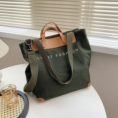 Canvas Handbag Shoulder Crossbody Bag Large Leather Shopper Bag 41*35*17CM Pouch