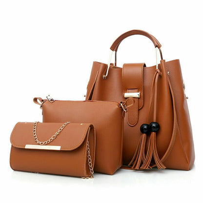 4Pcs/Set Women Lady Leather Handbags Messenger Shoulder Bags Tote Satchel Purse