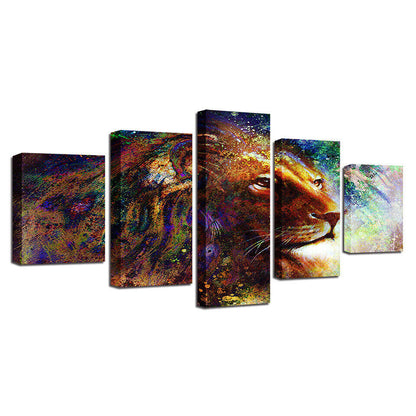 Abstract Lion Graffiti Male Lion Canvas Prints Painting Wall Art Home Decor 5PC