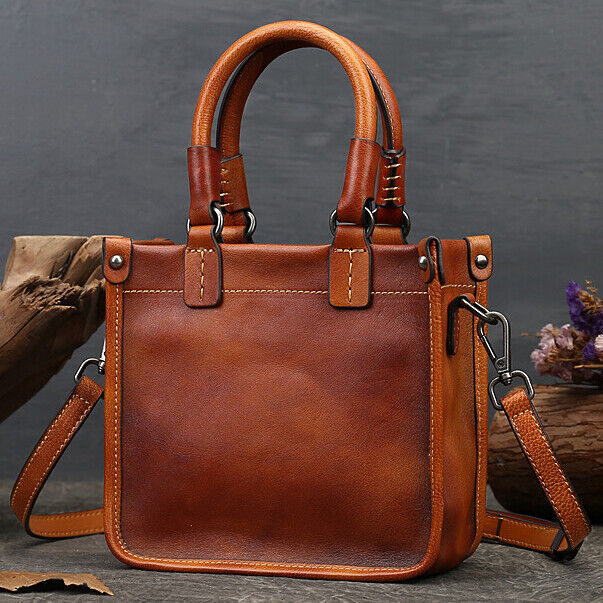 Womens 100% Genuine Leather Retro Handbag Cowhide Leather Crossbody Shoulder Bag