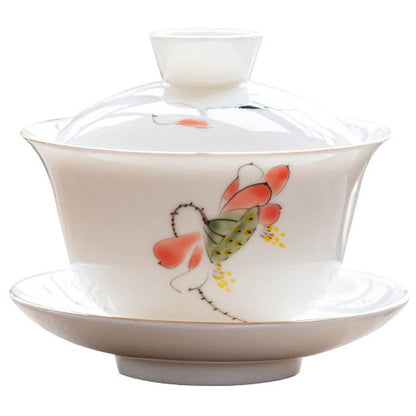 145ml Chinese Dehua Tea Set Ceramic Creative Kung Fu Gaiwan Tea Cup Bowl Tea