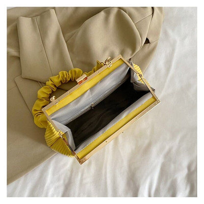 Luxury Pleated Frame Bags Party Gold Handbag Purse Vintage Underarm Shoulder Bag