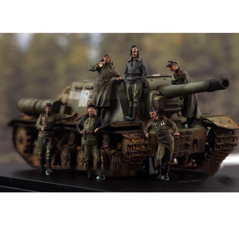 1/72 Soviet Red Army Tank Crew 6pcs Soldier Berlin 1945 Finished Model No Tank