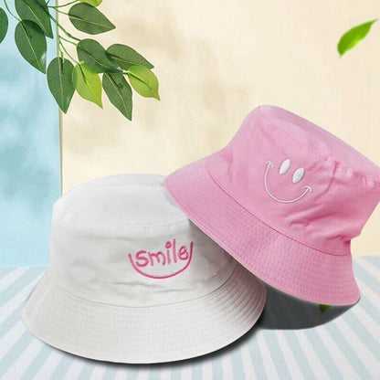 Bucket Hat Korean Men Women Smile Reversible Outdoor Fisherman Cap Nice Gift