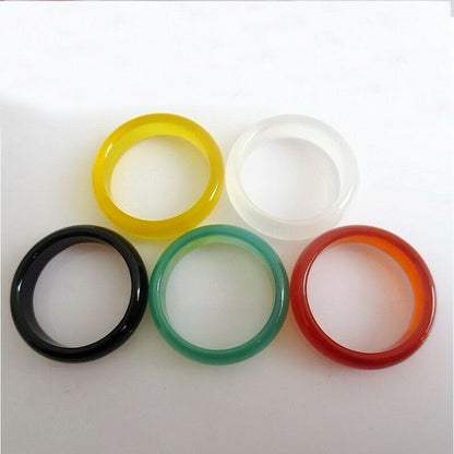 10/100pcs Wholesale Natural Agate Ring Jewelry Gemstone Colorful Band Rings Lots