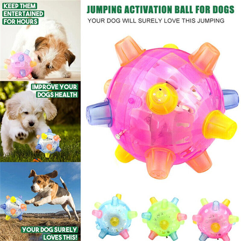 Pet Toys Jumping Activation Ball LED Flash Music Dance Dogs Funny Toy Durable HE