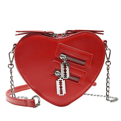 Gothic Heart Shape Crossbody Chain Bag Shoulder Purse Handbag Wallet Polyester