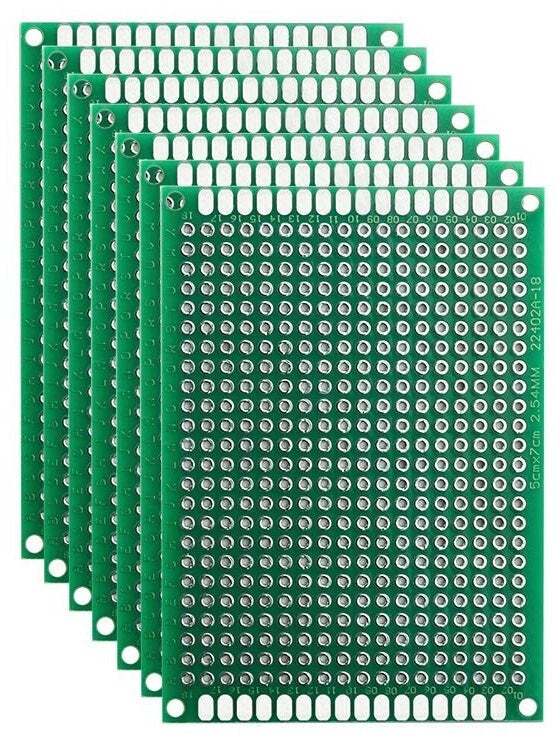 7 Pack Prototyping Breadboard, 2.75 x 1.97 Inches, 432 Holes, Double-Sided PCBs
