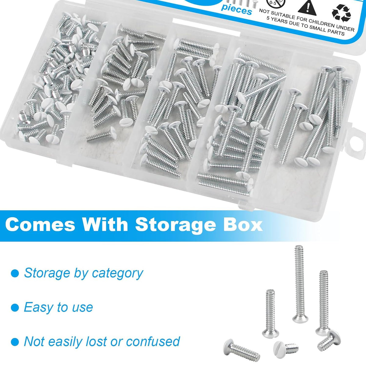 120 PCS White Wall Plate Screws Kit, White Outlet Screws 6-32 Thread Electrical