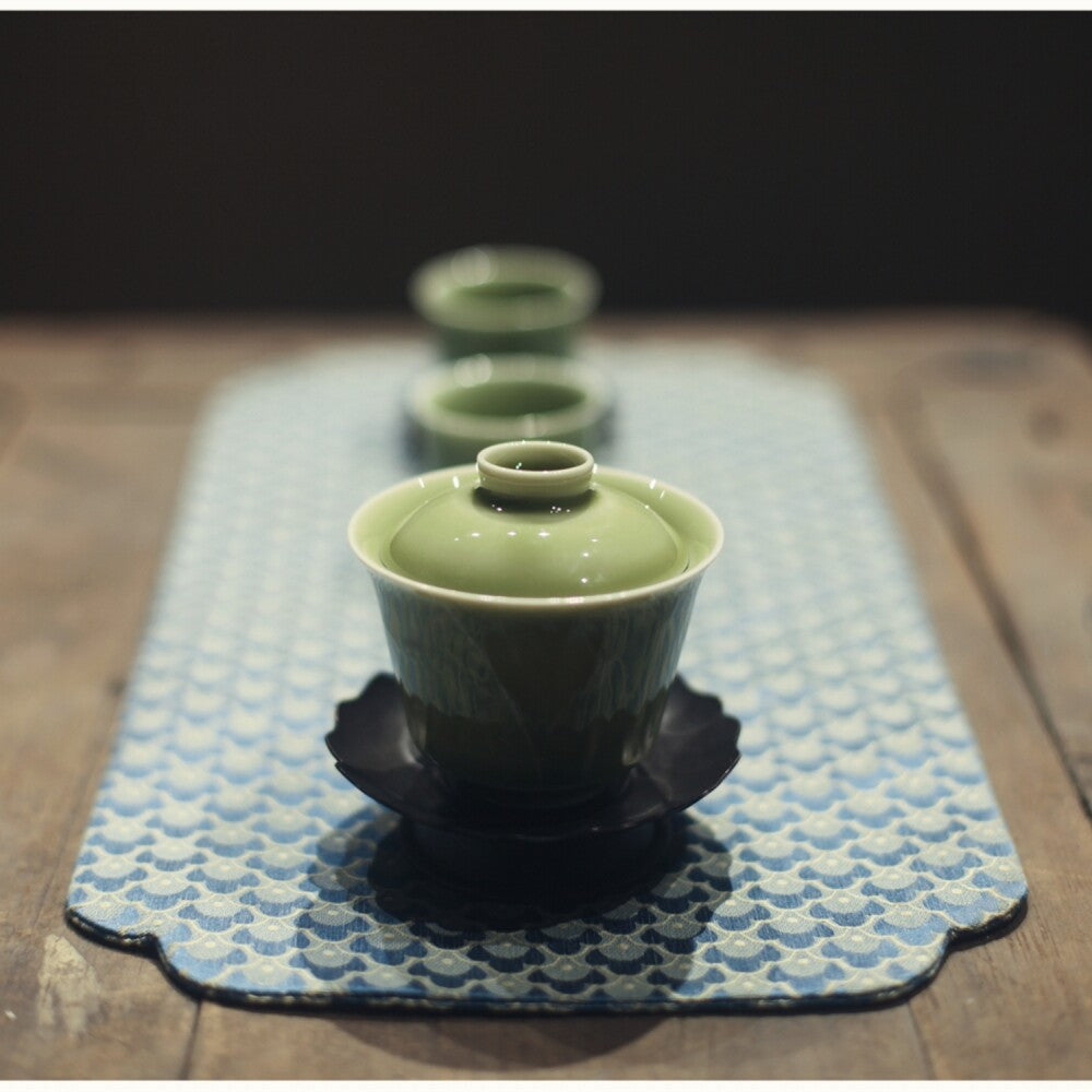 Boutique Handmade Gaiwan Porcelain Tea Cup Bamboo Relief Celadon Tureen 100ml