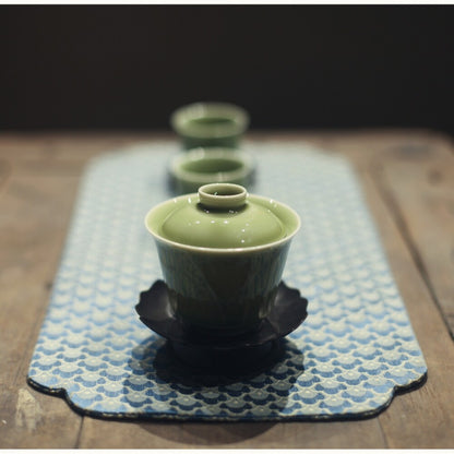 Boutique Handmade Gaiwan Porcelain Tea Cup Bamboo Relief Celadon Tureen 100ml