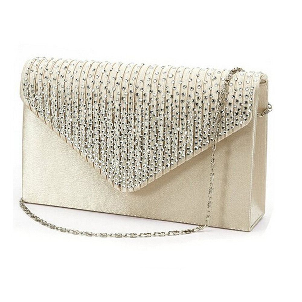 Shoulder Bag Masonry Ladies Satin Clutch Shiny Handbag Wedding Bag Fashion Women