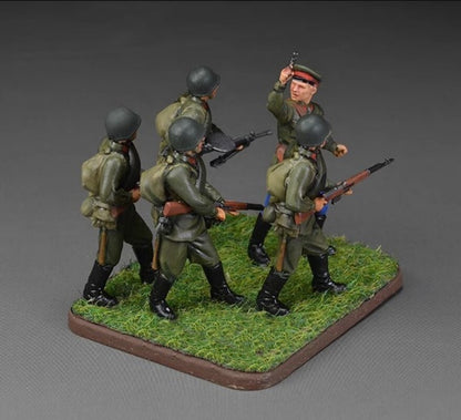 Handmade 1/72 WWII Soviet Infantry 5 Soldiers Model