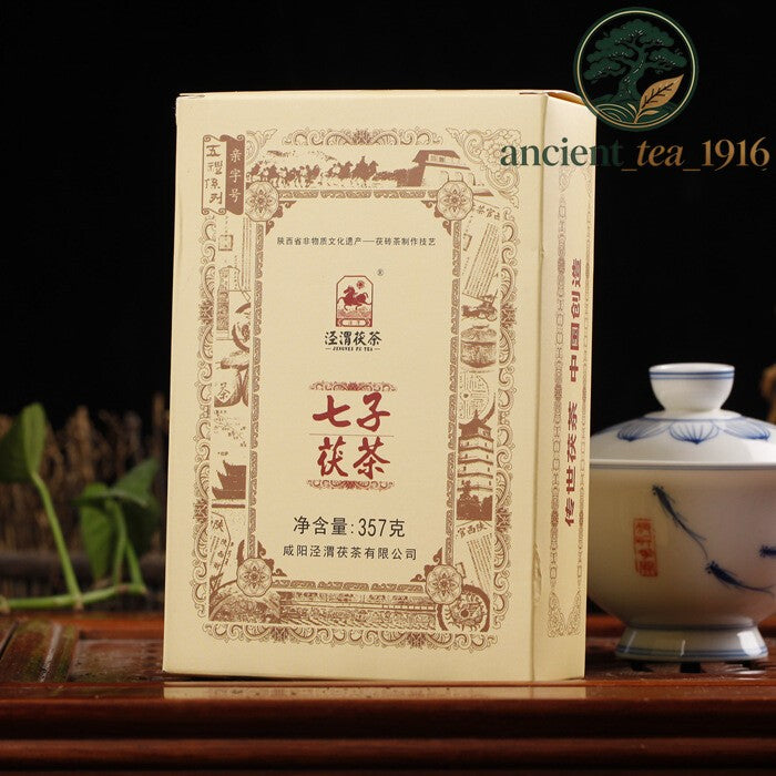 357g Jingwei Fu Tea Shaanxi Jinhua Qizi Fu Cha Brick Golden Flower Dark Tea