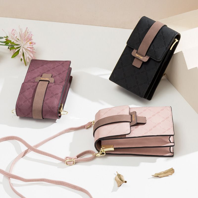 Wallet Flower Petals Plaid Shoulder Bag Messenger Flap Purse Multi-Card Holder