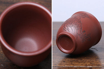 150ml Real Yixing Zisha Master Cup Handmade Personal Tea Cup Tiger Carved Mug
