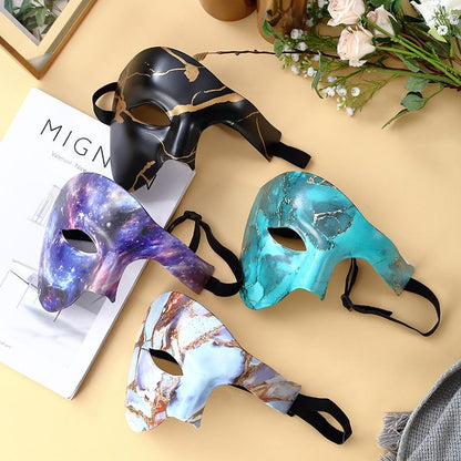 Marble & Galaxy Print Half Face Masquerade Mask for Halloween Party
