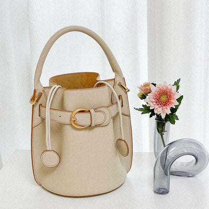 New Fashion Cowhide Bucket Bag Single Shoulder Crossbody Small Bag Leisure Bag