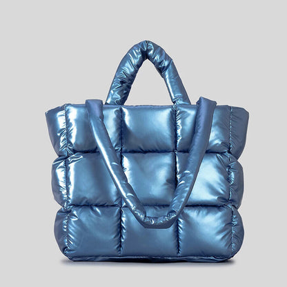 Padded Tote Bag Women Handbags Nylon Down Shoulder Bags Warm Winter Purse