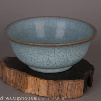 5.5"inch China Porcelain Ru Kiln Lotus Cyan Bowl Tea Set