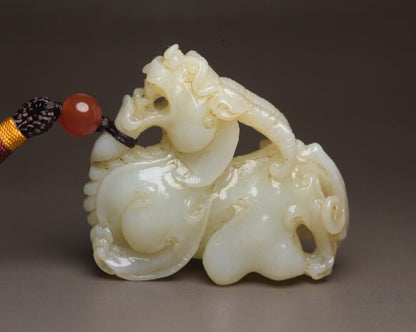 Collection Chinese Top Hetian Jade Carved Beast Animal Statue Figurine Art Rare