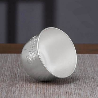 999 Sterling Silver Marked Tea Cup Health Care Chinese Pure Silver Master Cup