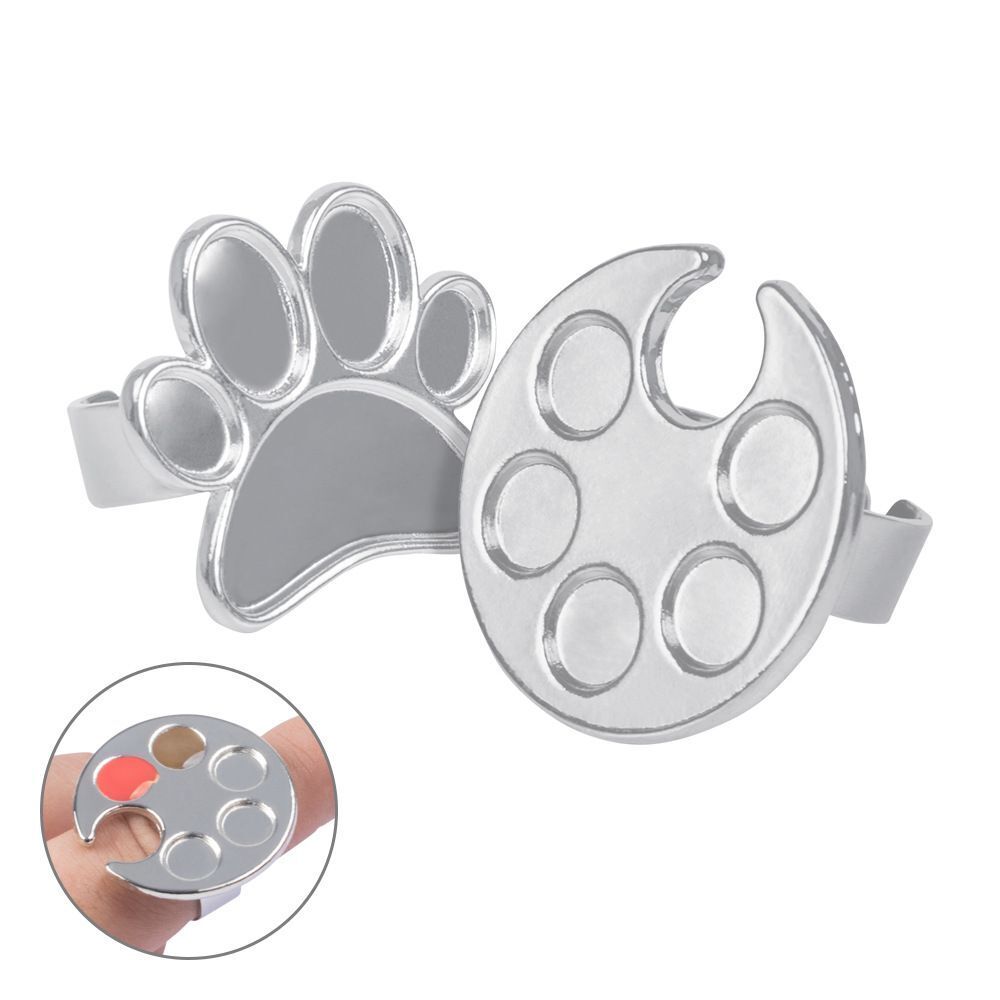 Nail Art Color Palette Alloy Mini Round Footprint Design Finger Ring Mixing Tray