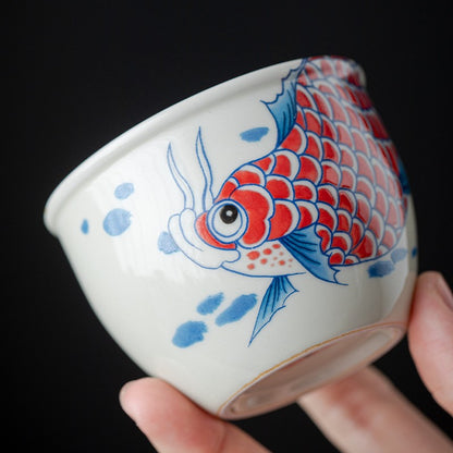 Dragon Fish Cup Single Cup Wood Ash Ceramic Paired Cup Household Tea Cup Tea Set