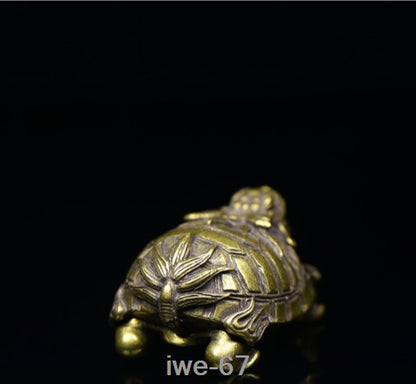 Old China Bronze Carving Dragon Turtle Statue Collection